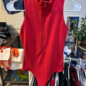 Red Sleeveless Bodysuit